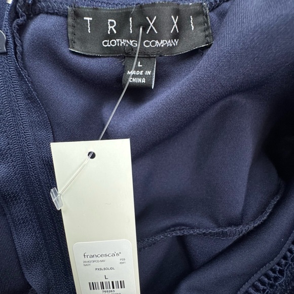 NWT Trixxi Fit and Flare Faran Ladder Trim Skater Dress in Navy Blue Size Large - Picture 12 of 14